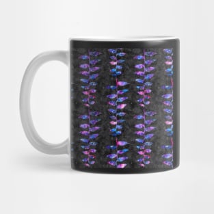 Bright watercolor tropical flower pattern, exotic flowers on the galaxy background Mug